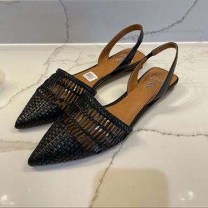 NWT Sarto by Franco Sarto Graydon Woven Leather Slingback Flat